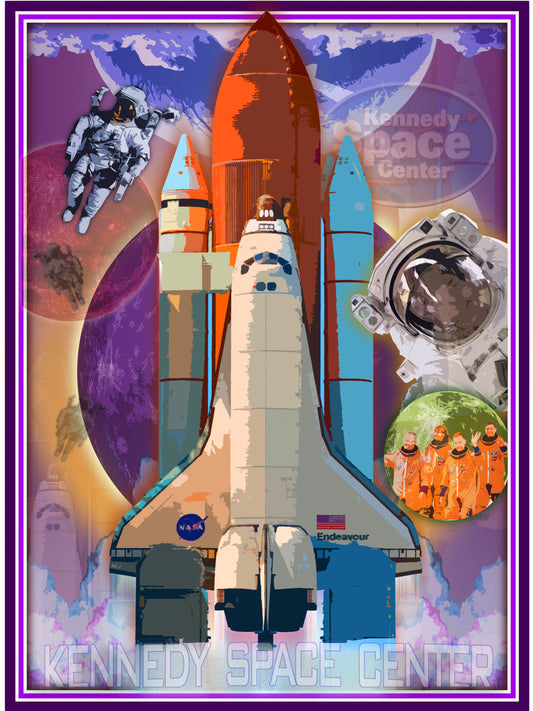 Kennedy Space Center Pop Art Poster – Colorful Space Shuttle Design